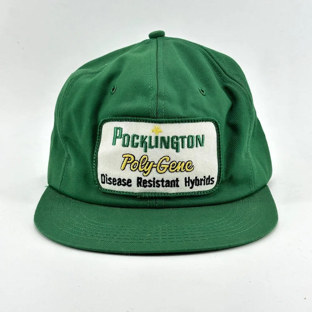 VINTAGE Pocklington Poly-Gene Patch Snapback Hat Cap Agriculture Farming 80s 90s